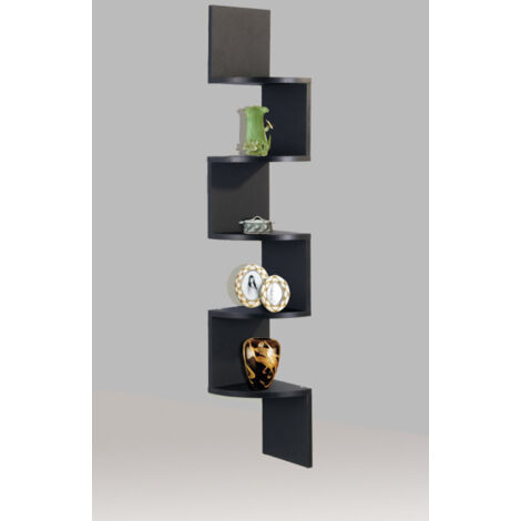 Lucca 5 Tier Wall Mounted Corner Shelf - Black