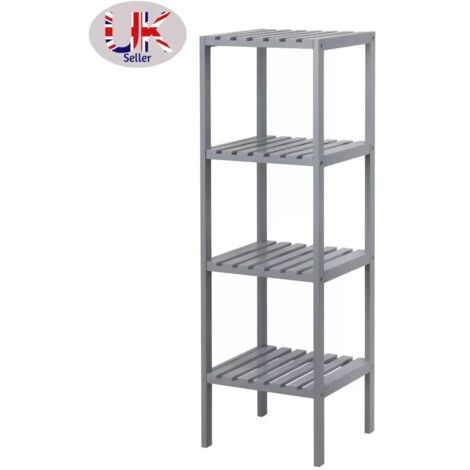 4 Tier Wooden Bathroom Storage Shelving Display Unit Racks Free Standing Cabinet (1/3)