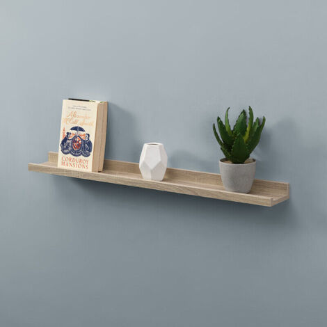 Set of 2 Shelf 80cm Wide Photo Shelves-Oak (1/2)