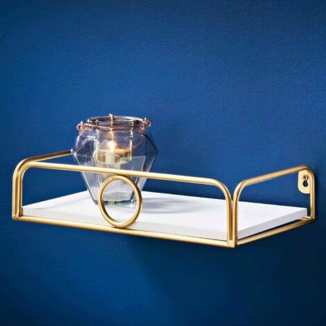 30cm Gold Ring Shelf- White & Gold (1/2)