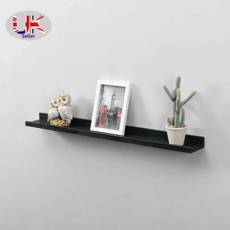Set of 2 Shelf 80cm Wide Photo Shelves- Black (1/2)