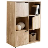 Free Standing 6 Cube Storage Cabinet Shelves Bookcase Wooden Display Unit Oak