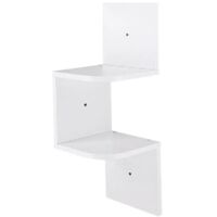 2 Tier Wall Mounted Corner Shelf - White