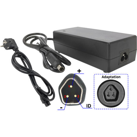 PowerSmart Chargeur 2A pour batteries Phylion 36V avec connecteur à 3 broches Pen