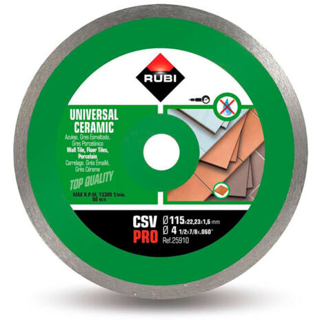 Rubi – Disque diamant pour meuleuse 25910 – Ø115mm – Type jante continue pour coupe de carreaux céramiques – Épaisseur < 25mm (1/5)