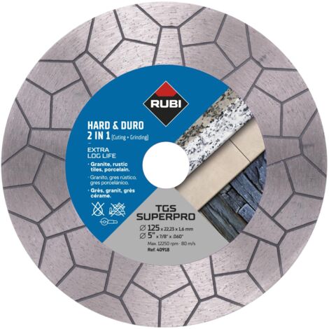 Rubi – Disque diamant pour meuleuse 125 mm – 2 en 1 coupe et meulage – Pour granit et grès cérame – 40918