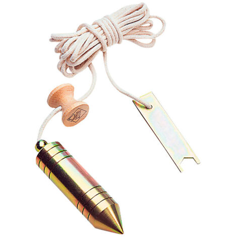 Rubi – Plomada 600 g 70964 – Corde de 5 m – Diabolo en bois pour précision – Outil de verticalité pour chantiers humides