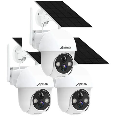 Anran – Caméra de surveillance extérieure 2K HD 3MP – Panneau solaire – Détection PIR – Vision nocturne 10m – Rotation 355° et inclinaison 120°