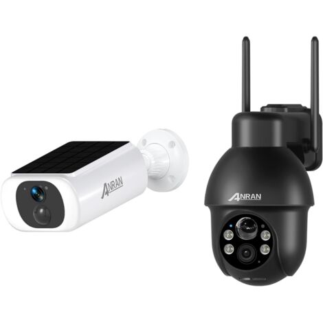 Anran – Caméra de surveillance PTZ 3MP sans fil – Panneau solaire séparé et intégré – Vision nocturne colorée – Détection de mouvement AI – IP65