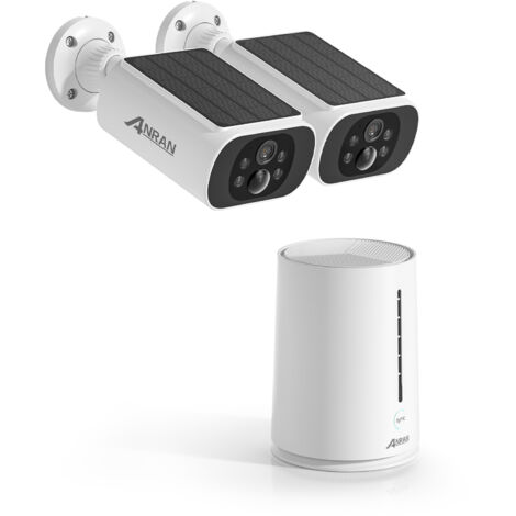 ANRAN Kit Caméra de Surveillance Sans Fil ,Vidéosurveillance,2 caméras batteries solaires 4MP,1 station 4CH avec 64GB carte sd
