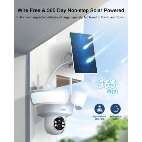 ANRAN 5MP Caméra Surveillance WiFi Extérieure Solaire - Batterie Panneau Intégré Vision Nocturne Couleur Q04 Max
