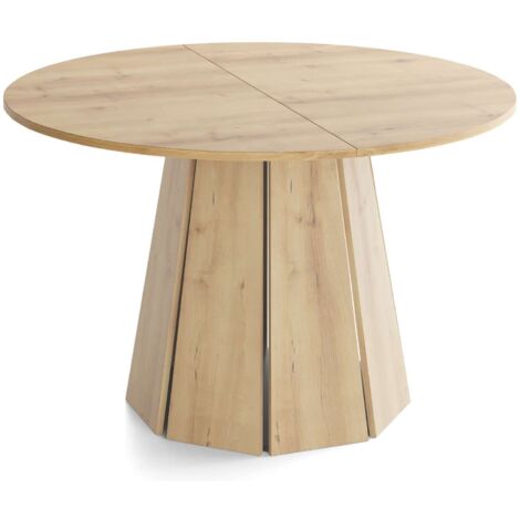 Runder Esstisch Ausziehbar 100-180 cm mit 2x 40 cm Einlegeplatten für 4-8 Personen – Skandi Design Platzsparend für Küche & Esszimmer in Buche Hellbraun