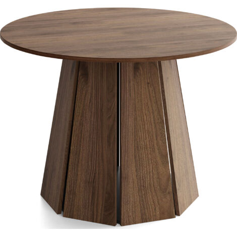 Runder Esstisch 100 cm Platzsparend für 4 Personen – Skandi Japandi Design Minimalistisch für Küche & Esszimmer in Wallnuss Dunkelbraun