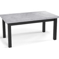 Moderner Rechteckiger Ausziehbarer Esstisch - Platzsparend - Schwarze Holzbeine - 160 bis 210 cm - Hergestellt in EU - 160 x 90 cm - Grau Beton