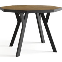 Moderner Runder Ausziehbarer Esstisch Desmond mit Schwarz Holzbeinen – Erweiterbar bis 200 cm, Ideal für 4 bis 8 Personen - Loft-Stil Tisch für Küche - Lefkas Eiche