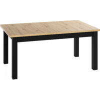 Esstisch Ausziehbar Rechteckig XXL Groß – Platzsparend, Verlängerbar 160 × 90 cm bis 240 cm – Schwarze Holzbeine – Hergestellt in EU – Eiche Artisan Hellbraun
