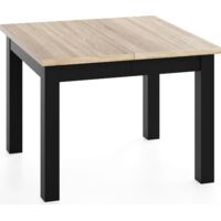 Quadratischer Esstisch Ausziehbar 90 bis 290 cm – Verlängerbar, für 4-14 Personen mit Schwarzen Holzbeinen – Esszimmertisch in Eiche Sonoma Hellbraun