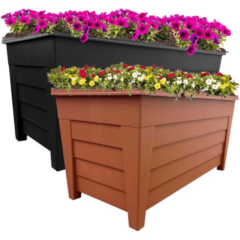 4 x BROWN 55cm Grosvenor Trough Large Long Flower Planter