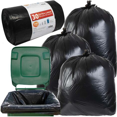 30 x Rubbish Bag 240L Large Capacity Black Refuse Sacks For Wheelie Bins (1/4)