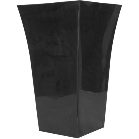 2 x Black Milano Tall Plastic Shiny Gloss Planters