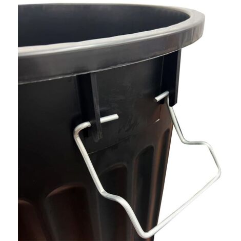 2 x 100L Black Home Kitchen Outdoor Animal Feed Dustbin With Strong Metal Clip Lid