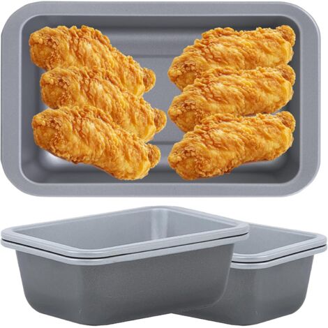 2 x Air Fryer Rectangular Dishes Mini 16.5cm Non-Stick Low Carbon Steel