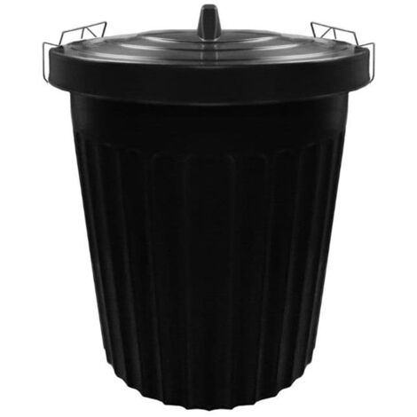 1 x 100L Black Home Kitchen Outdoor Animal Feed Dustbin With Strong Metal Clip Lid
