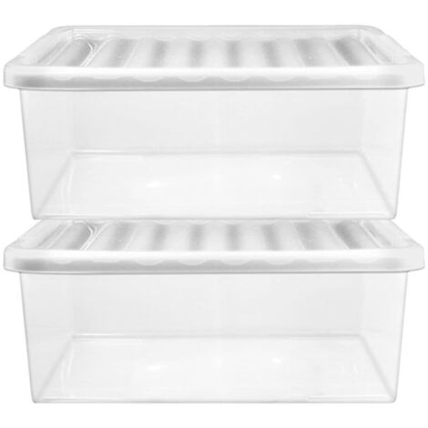 6 x 20L Heavy Duty Multipurpose Home Office Clear Plastic Storage Containers With Lids