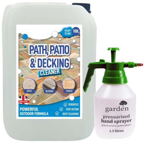 1 x 10L Patio & Decking Cleaner Removes Dirt, Grime & Stains With 1.5 Litre Hand Sprayer (1/3)