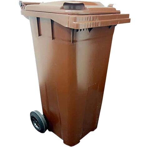 1 x 140L Green Compact Sized Waste Recycling Wheelie Bins With Strong Rubber Wheels & Lids