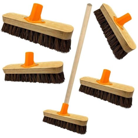 1 x 9" Strong Stiff Deck Scrubber Hard Bristle Brush With Wooden Handle For Outdoors