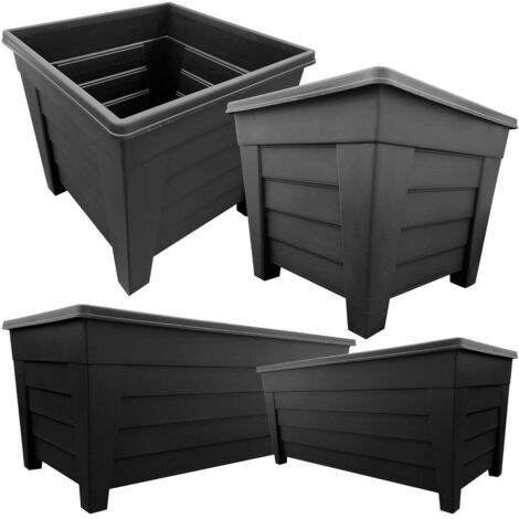 4 x Each Black Grosvenor Square 33cm & Long Grosvenor Troughs 55cm Planter Sets
