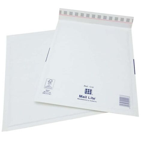 100 x J/6 (300 x 440mm) Mail Lite White Padded Envelopes