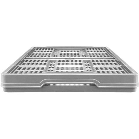 5 x Grey 32L Plastic Folding Veg Crate Boxes With Handles Collapsible, Foldable & Stackable