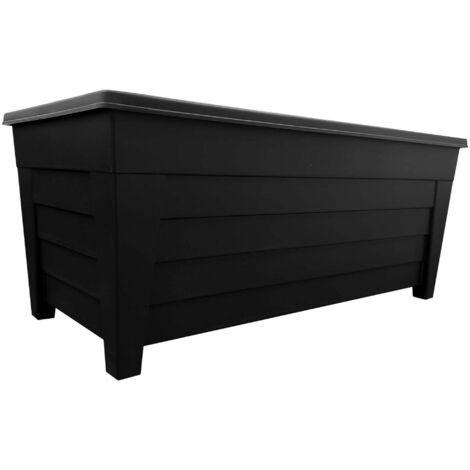 2 x Black 55cm Grosvenor Trough Large Long Flower Planter