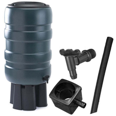 Strong 150L Slimline Medium Garden Water Butt Set Including Lid Tap with Stand and Filler Kit