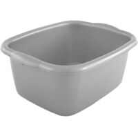 1 x Silver 9.5 Litre Basin Rectangular Washing Up Bowl With Integrated Carry Handles