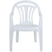 8 x White Stackable Plastic Low Back Garden Chairs For Patios & Outdoor Picnics