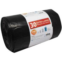 60 x (2 Packs of 30) Rubbish Bags 240L Large Capacity Black Refuse Sacks For Wheelie Bins
