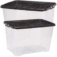 5 x 10L Curve Plastic Storage Boxes With Black Lids