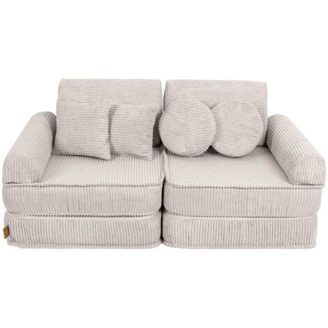 Meowbaby Canapé modulable Pocket en velours Corduroy à larges côtes Aesthetic 10 Pièces Écru (1/5)