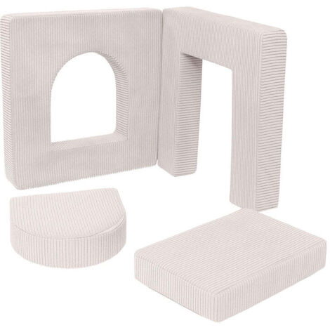Meowbaby Matelas Écru Arche pour canapé de jeu modulable Premium 160cm en Corduroy à larges côtes Aesthetic (1/5)