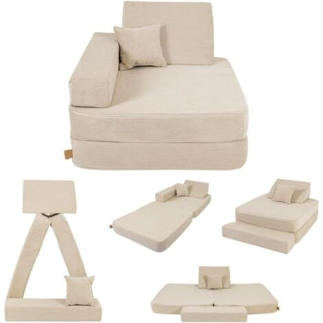 Angelove Fauteuil pliable pour enfant à partir de 1 an et matelas de jeu - Beige