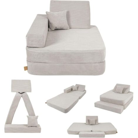 Angelove Fauteuil pliant pour enfant à partir de 1 an et matelas de jeu - Gris