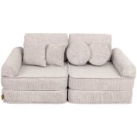 Meowbaby Canapé modulable Pocket en velours Corduroy à larges côtes Aesthetic 10 Pièces Écru
