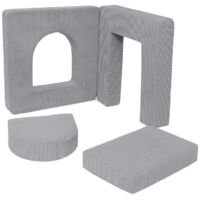 Meowbaby Matelas Gris Arche pour canapé de jeu modulable Premium 160cm en Corduroy à larges côtes Aesthetic