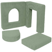 Meowbaby Matelas Olive Arche pour canapé de jeu modulable Premium 160cm en Corduroy à larges côtes Aesthetic