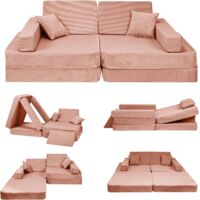 Angelove Canapé pour enfants avec fonction couchage - Canapé de jeu pour enfants - Brique