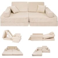 Angelove Canapé pour enfants avec fonction couchage - Canapé de jeu pour enfants - Beige