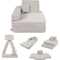 Angelove Fauteuil pliant pour enfant à partir de 1 an et matelas de jeu - Gris